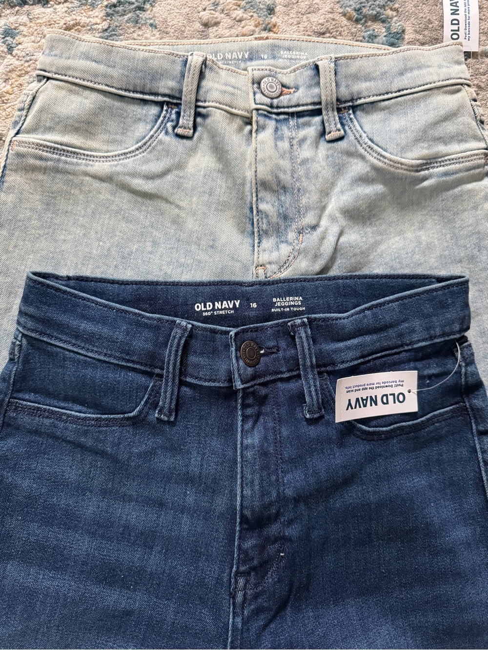 2 New Old Navy Big Kids Jeans - Light Wash and Dark Wash Denim